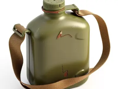 Military Canteen Bottle with Strap Low-poly 3D model