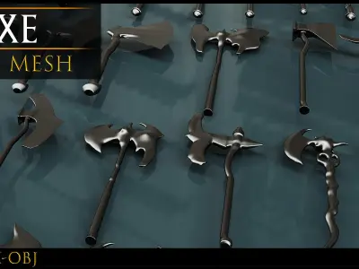 41 Models Of Weapons - Cold Weapons-Axe Base Mesh - 3D -Vol 12 Low-poly 3D model