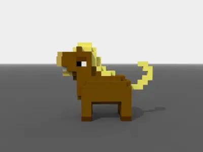 Voxel Horse  Low-poly 3D model