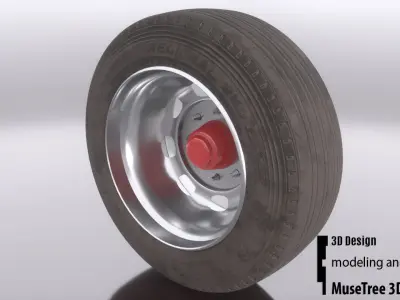 Tire and Rim Low-poly 3D model