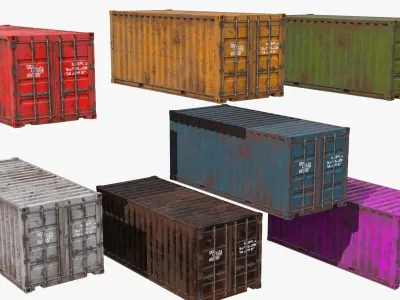 Rusty shipping containers Low-poly 3D model