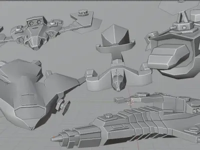 Low Poly Spaceship Pack Low-poly 3D model purchase