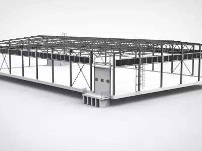Industrial Metal Hangar 3D model Textured