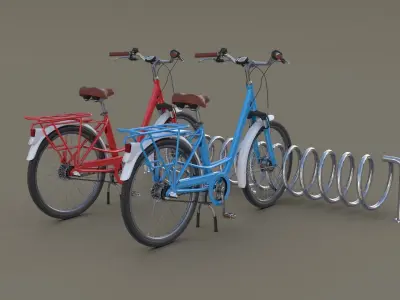 Bike Stand with Bikes 3D model