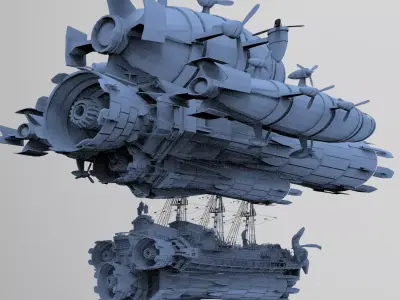 Sci fi Airship Space design 6 3D model