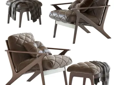 Mid-Century Lounge Chair And Ottoman 3D model