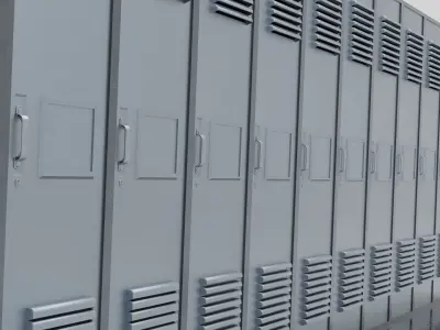 locker set of lockers and benches Free 3D model