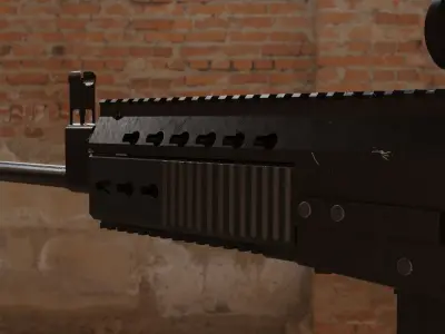 Modern military assault rifle with optic Low-poly 3D model