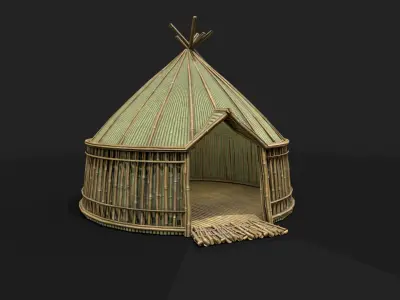 Bamboo Shelter 2 Low-poly 3D model