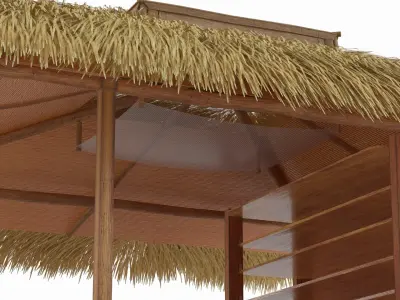  Tropical Bamboo Tiki Bar on Sand Brown 
