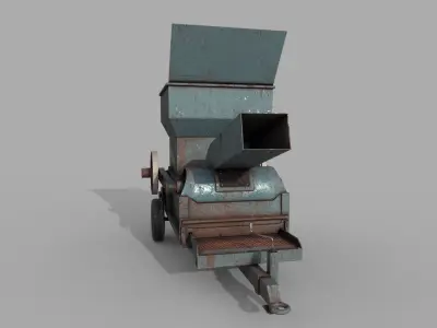 Old Rusted Hay Maker Machine PBR Low-poly 3D model