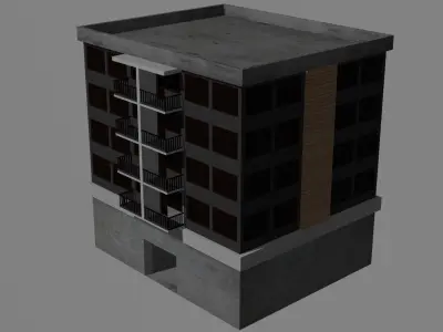 Apartment Building House BLEND FBX OBJ Low-poly 3D model
