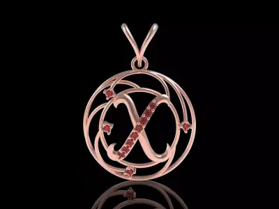 Alphabet X Diamond Pendant 3D print model