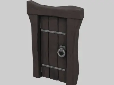 Stylized Wooden Door Low-poly 3D model