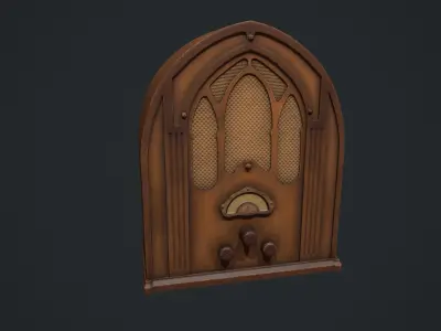 Antique Table Top Cathedral Radio Low-poly 3D model