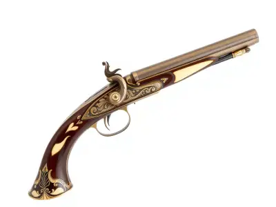 Ornate Flintlock Pistol model pack Low-poly 3D model