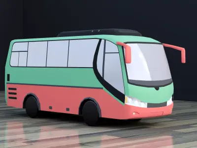 Simple Bus 3D model Transportation asset Low-poly 3D model