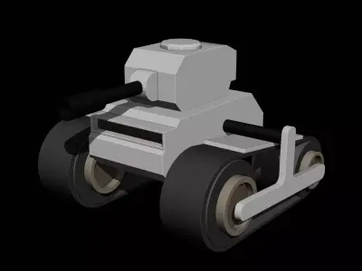 Stylized Low Poly Tank Heavy Cannon Game Ready Low-poly 3D model