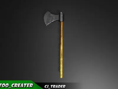 PBR Medieval Realistic Axe Low-Poly 3D Model Low-poly 3D model