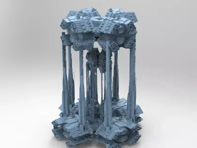 Dark Elven Sci-Fi Dome Arch Tower 3D model