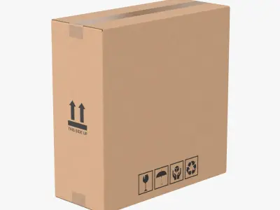 Cardboard Box 50x20x50 Closed 3D model
