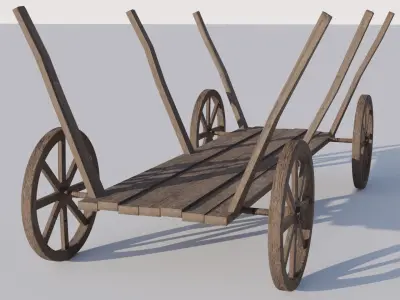 Wodeen cart Low-poly 3D model