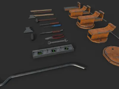 Working Tools Set Low-poly 3D model