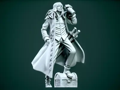 Captain John - Rocks Pirates - ONE PIECE - split part 3D print model