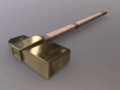 Hammer - Gold Low-poly 3D model