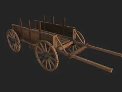 Medieval Wooden Horse Cart Variation 2 - Low Poly And Game Ready 3D model
