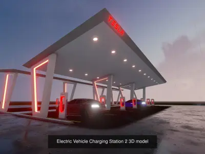 Electric Vehicle Charging Stations 3D Model Collection 3D Model Pack