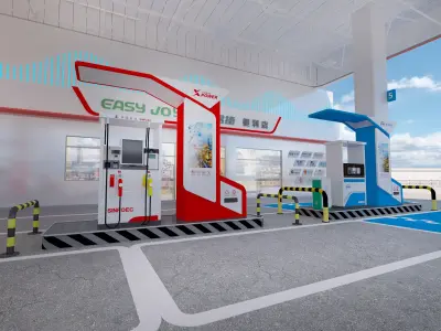 gas station Low-poly 3D model 13