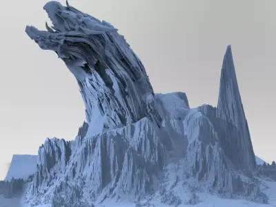 Dragon Clawed Spiked mountain piece model 2 3D model