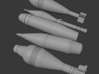 Mortar Shell Pack - 5 Bombs Low-poly 3D model