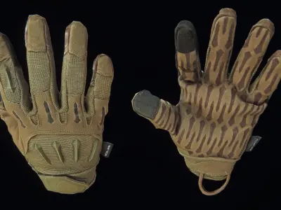 Tactical Sensor Gloves rigged Low-poly 3D model