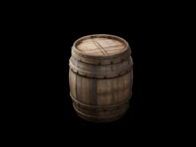 Medieval wooden barrel Low-poly 3D model