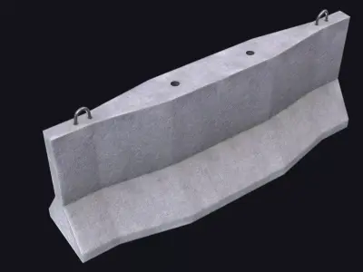 Traffic Concrete Barrier Game Ready PBR Low-poly 3D model