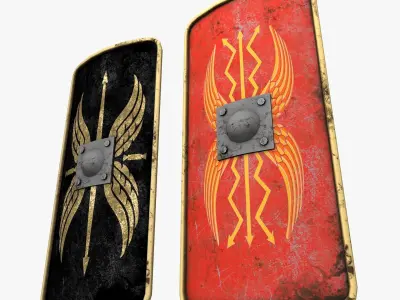 Roman Shield Legionary Scutum Game Ready Low Poly Low-poly 3D model