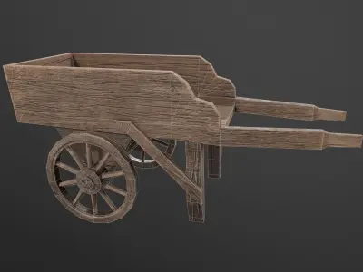 Medieval Wheelbarrow - Low Poly Game Prop Low-poly 3D model