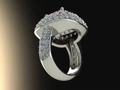 10028 engagement ring with ruby stone and diamonds 3D print model
