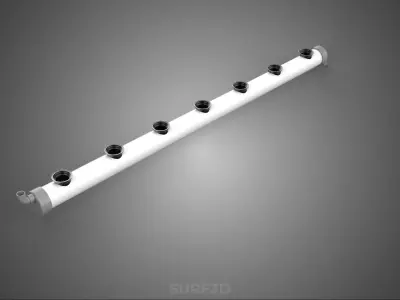 IRRIGATION PVC GROW CHANNEL PIPE PLANT ROOT NUTRIENT HYDROPONIC 3D model
