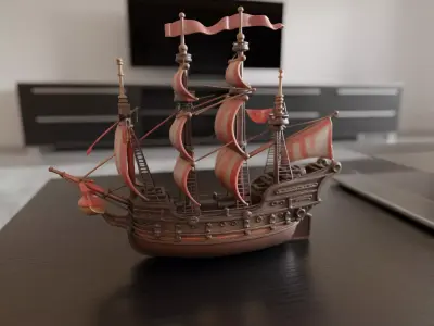 wooden ship 3D print model 3D Print Ready