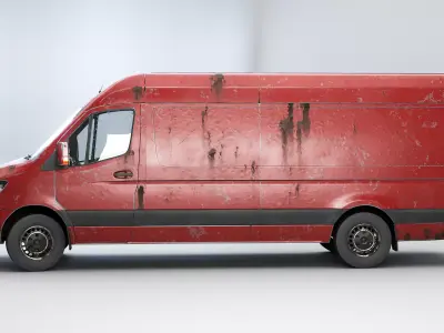 Generic Rusted Euro Long Panel Van Low-poly 3D model