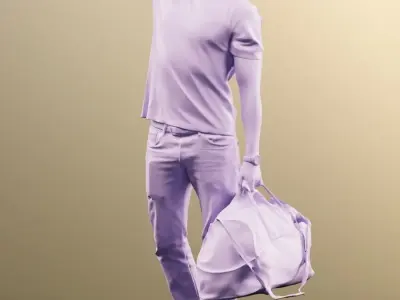 Nick 11552 - Young Man With Sports Bag Flexing His Biceps 3D model