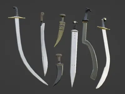 Lowpoly Sword and Knife Pack Low-poly 3D model
