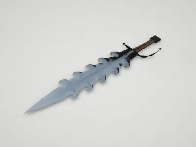 Game asset Silver Wave-Engraved Sword 3D model