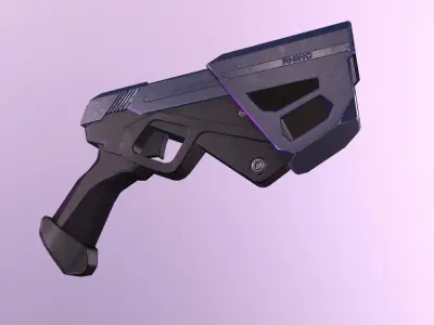 SCI-FI police large-caliber pistol Low-poly 3D model