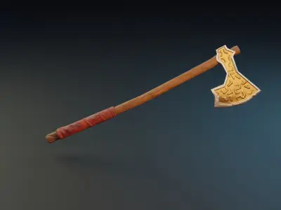 Stylized axe Low-poly 3D model 5