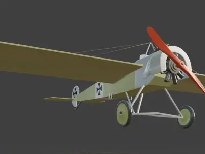Lowpoly Fokker E III 1915 German WW1 Fighter Airplane Free 3D model