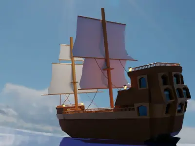 Pirate ship 3D model 6